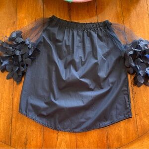 Navy Blouse with ruffled sleeves size S/M